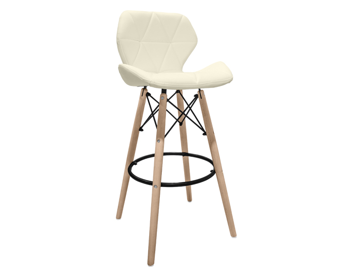 BANCO PARA BARRA GREMIO VINIPIEL BEIGE BASE MADERA Y METAL (102×44×44cm)