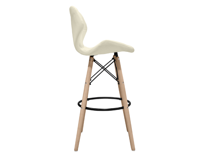 BANCO PARA BARRA GREMIO VINIPIEL BEIGE BASE MADERA Y METAL (102×44×44cm)