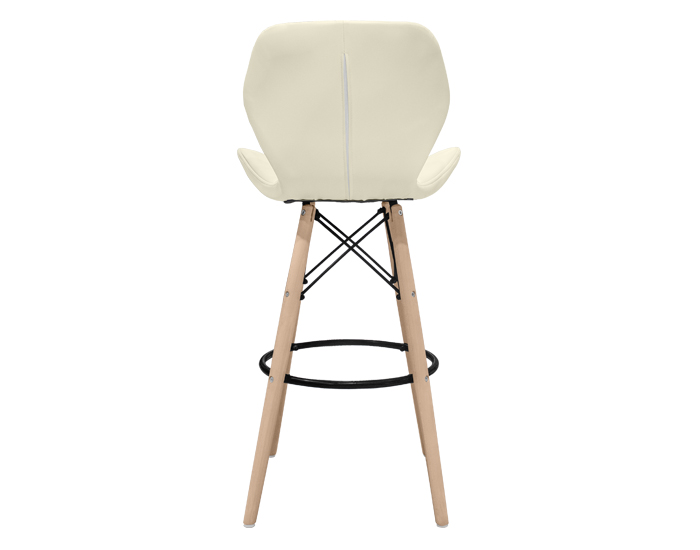 BANCO PARA BARRA GREMIO VINIPIEL BEIGE BASE MADERA Y METAL (102×44×44cm)