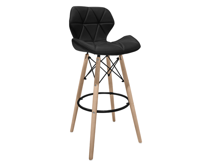 BANCO PARA BARRA GREMIO VINIPIEL NEGRO BASE MADERA Y METAL (102×44×44cm)