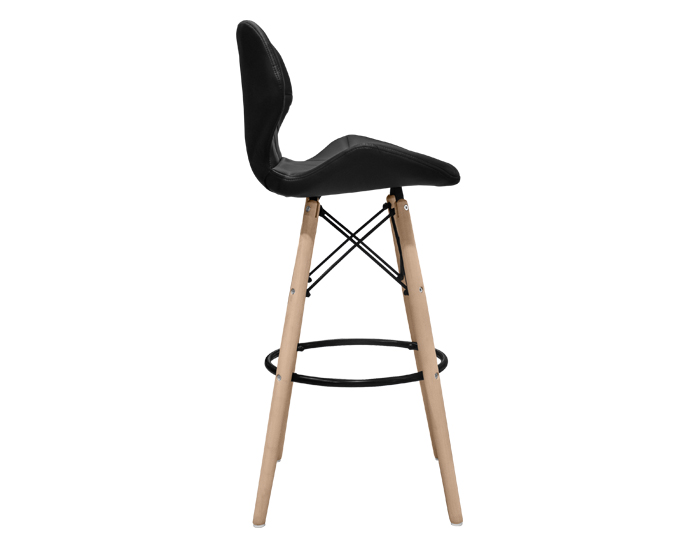 BANCO PARA BARRA GREMIO VINIPIEL NEGRO BASE MADERA Y METAL (102×44×44cm)