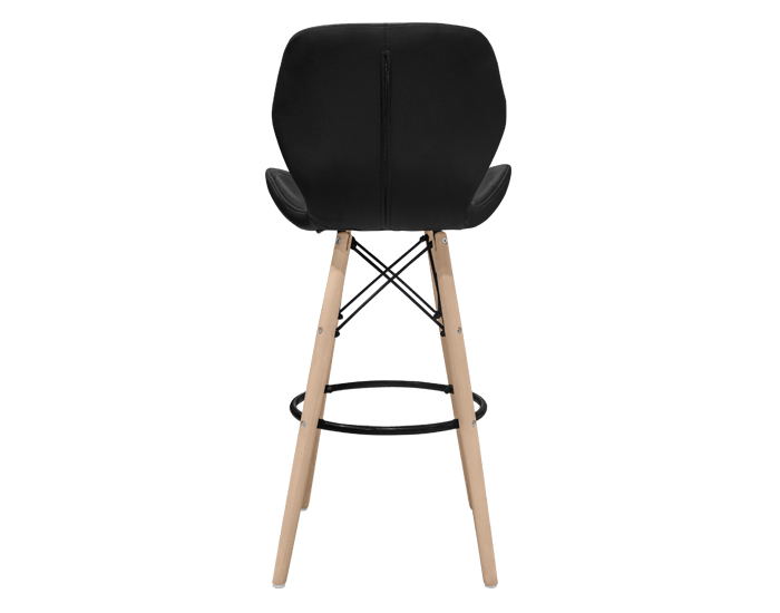 BANCO PARA BARRA GREMIO VINIPIEL NEGRO BASE MADERA Y METAL (102×44×44cm)