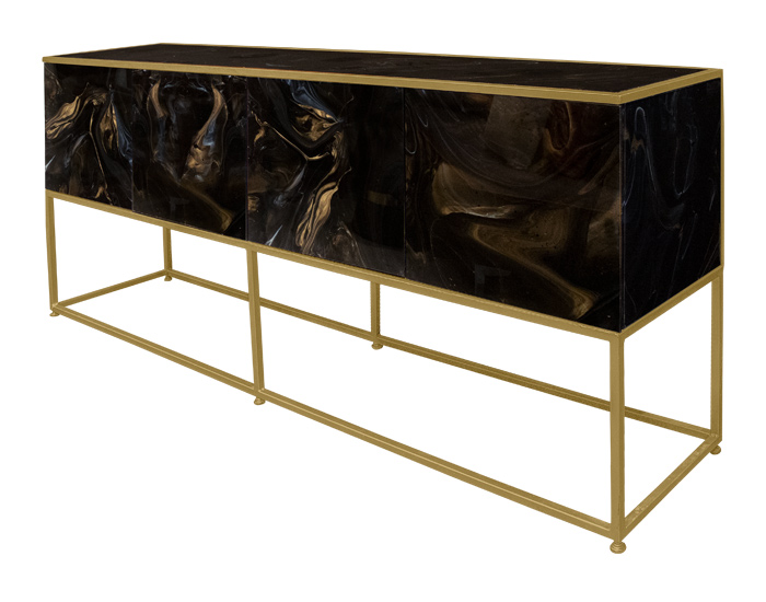CREDENZA VANILA ARK NOCHE DORADA CON BASE DORADA (90×200×40cm)