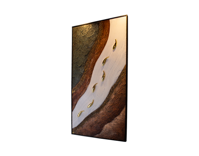 CUADRO AGATE NARANJA/GRIS (70×140cm)