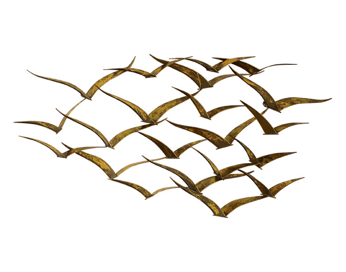 AVES DECORATIVAS DE PARED DORADO (120×54cm)