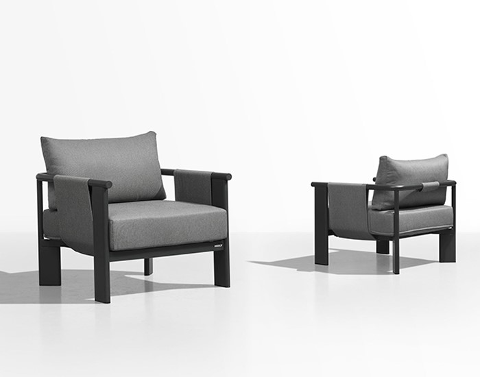 SET SALA LIGO PARA JARDÍN COLOR NEGRO CON MESA DE CENTRO Y LATERAL (5 PZS)