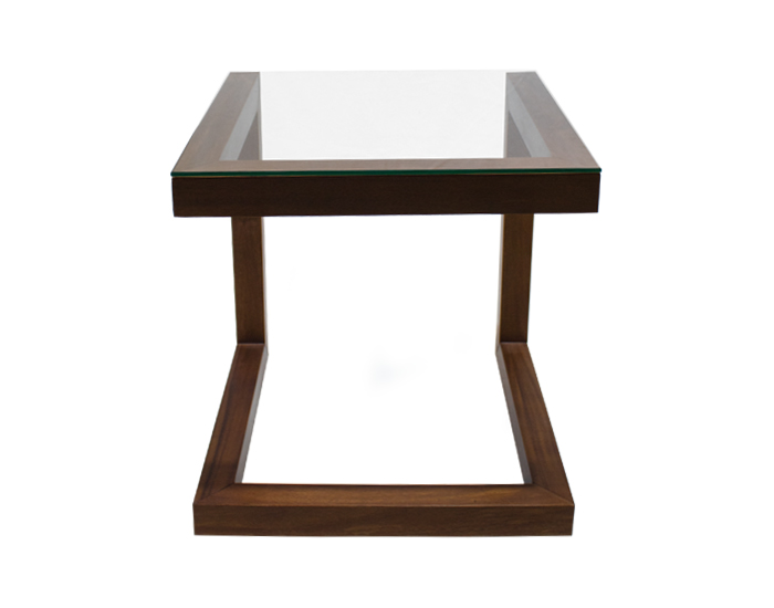 MESA LATERAL CHICHEN MADERA DE PAROTA CON CUBIERTA DE CRISTAL (50×50×50cm)