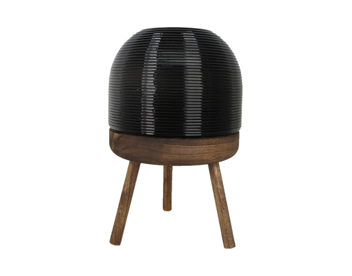 BASE DE CRISTAL NINA NEGRO Y MADERA (35×21cm)