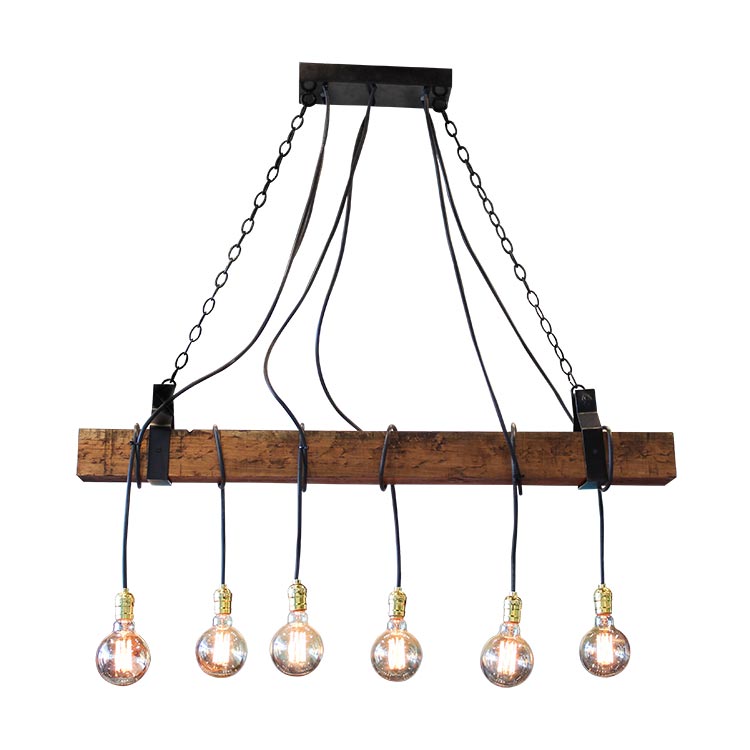 LÁMPARA COLGANTE FARMER CUERPO METALICO NEGRO Y MADERA (117×110cm)