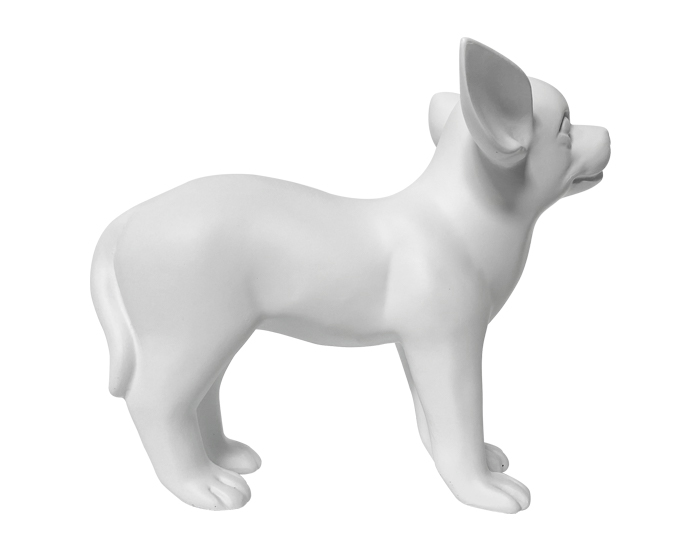 ESCULTURA DECORATIVA CHIHUAHUA PARADO BLANCO (18×14×21cm)