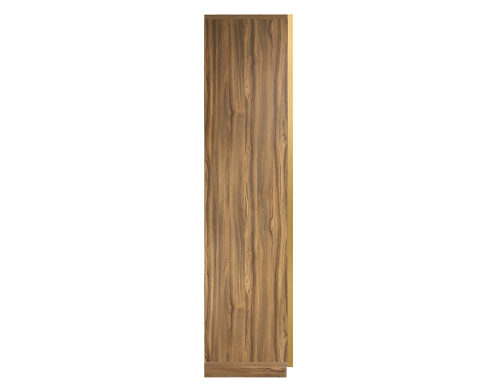 ARMARIO DE CRISTAL/MADERA LATÓN MATE CON LUZ LED (240×90×55cm) (1 COLGADOR, 4 CAJONES)