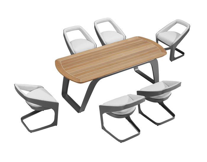 SET COMEDOR ONDA PARA JARDÍN CON 6 SILLAS, DISEÑADO POR PININFARINA.