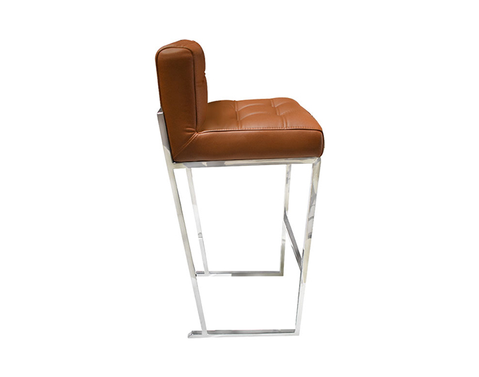 BANCO GINA  BASE METAL PULIDO ASIENTO PIEL BUFALO CAFE 40X46X1.01