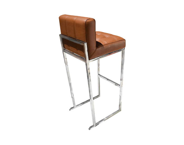 BANCO GINA  BASE METAL PULIDO ASIENTO PIEL BUFALO CAFE 40X46X1.01