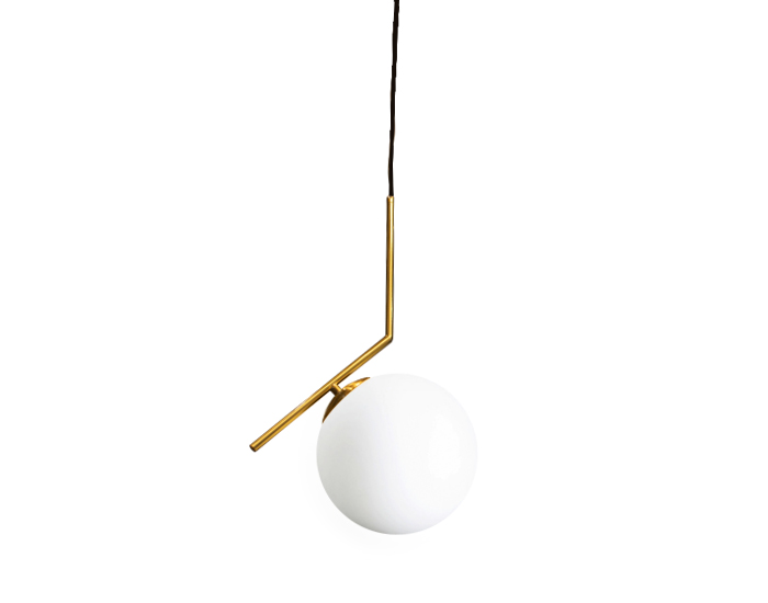 LÁMPARA COLGANTE ORO BOLA CRISTAL BLANCO