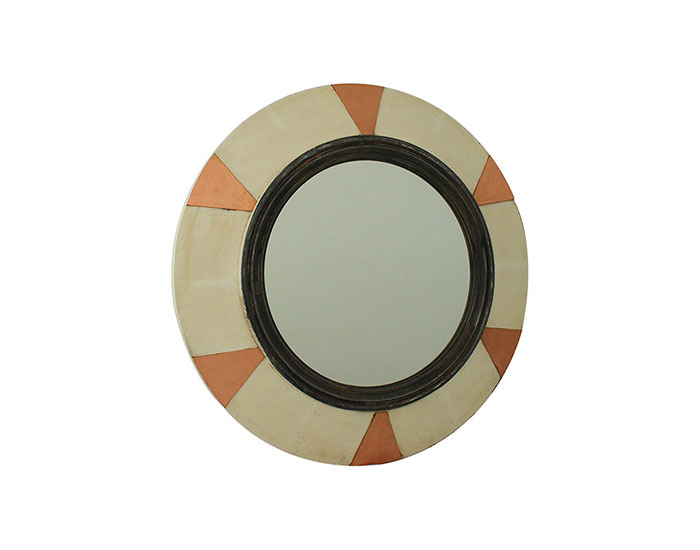 ESPEJO ADELE  MADERA CIRCULAR BLANCO TRIANGULOS 81X7X81