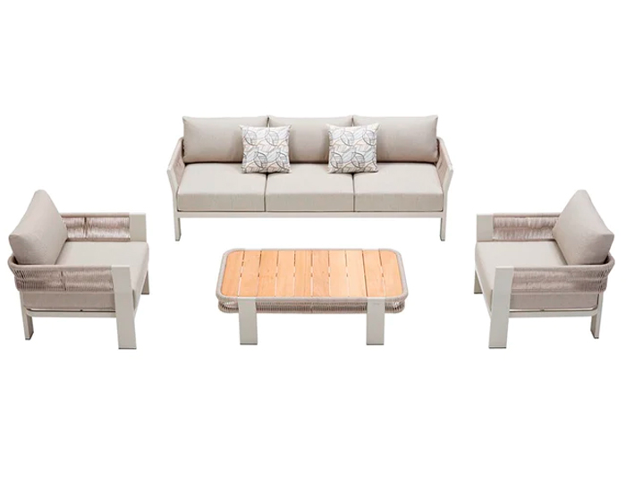 SET DE SALA BORROMEO PARA JARDÍN CON MESA DE CENTRO (4 PZS)