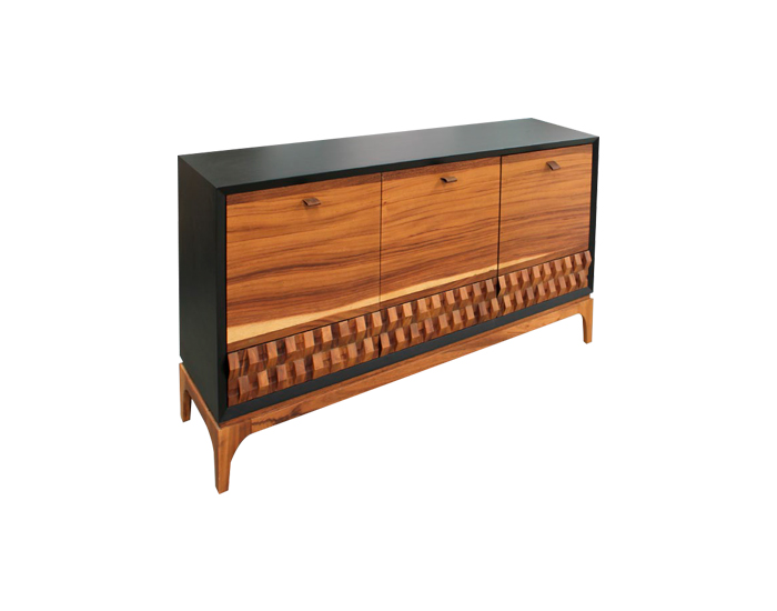 CREDENZA SHALOM PAROTA NEGRO Y JALADERAS DE PIEL 160X90