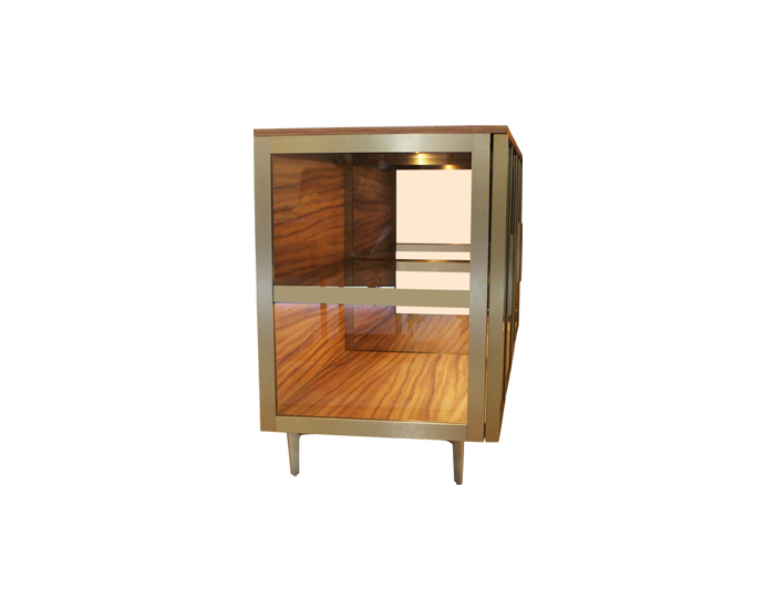 VITRINA CRISTAL/MADERA LATÓN MATE CON LUZ LED (80×160x50cm) (MÓDULO DE 1 REPISA) (copia)