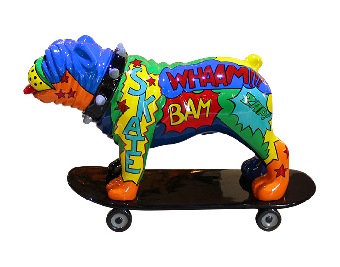 ESCULTURA DECORATIVA BULLDOG MULTICOLOR (60×36×17cm)