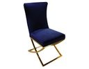 SILLA DE COMEDOR EX AZUL CON BASE DE ACERO INOXIDABLE DORADO