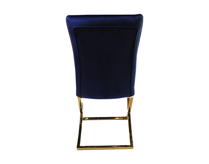 SILLA DE COMEDOR EX AZUL CON BASE DE ACERO INOXIDABLE DORADO