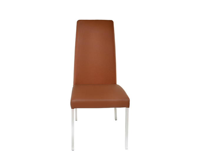 SILLA  ARES BASE METAL PULIDO C/PIEL BUFALO CAFÉ 57X48X1.03