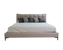 CAMA KING SIZE COLOR BLANCO CON RESPALDO EN RAYAS (200×190cm)