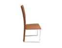 SILLA MORGAN COLOR CAFÉ PIEL DE BÚFALO CON BASE METAL CEPILLADO (105×46×57cm)