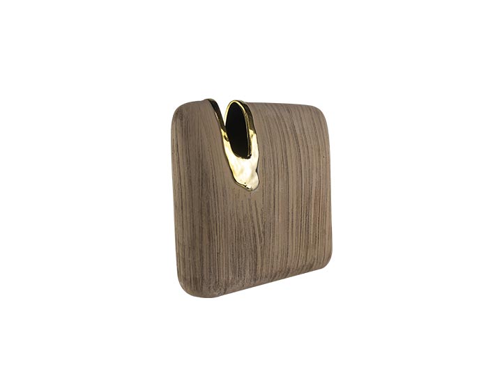 FLORERO TOTEMICO CUADRADO GRANDE DORADO C/CAFE 25.5*9*25.5