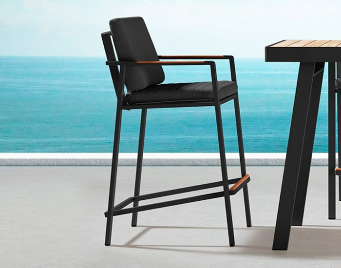 SET MESA DE BAR NOFI PARA JARDÍN CON 6 SILLAS (COLOR NEGRO) - MCH.MES.0536