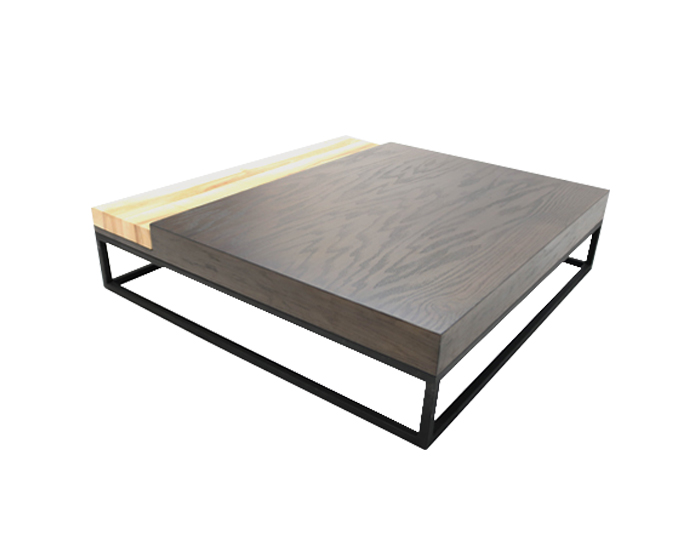 MESA DE CENTRO IRON TONY MADERA DE NOGAL Y ACERO ELECTROSTÁTICA (31×120×120cm)