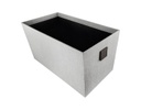 CAJA ORGANIZADORA HIGH CUBIERTA CON TELA GRÍS LINO Y CON LENGÜETA DE CUERO (25.5×46.5×25cm)