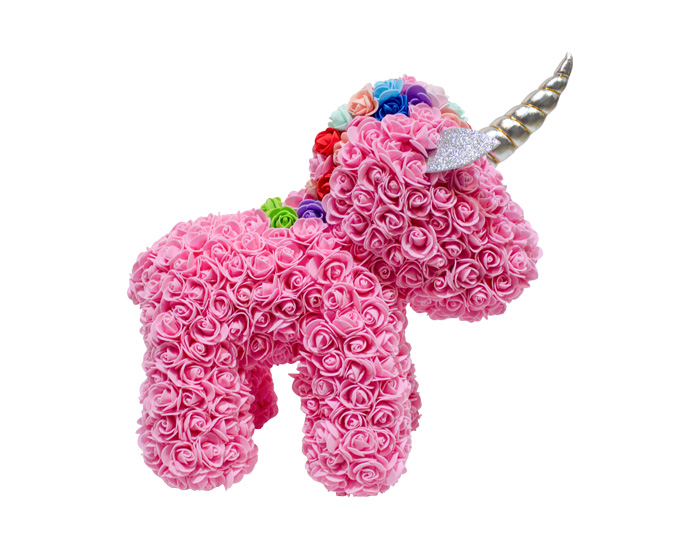 FIGURA DECORATIVA ROSE UNICORNIO ROSA (41.5×27×43cm)
