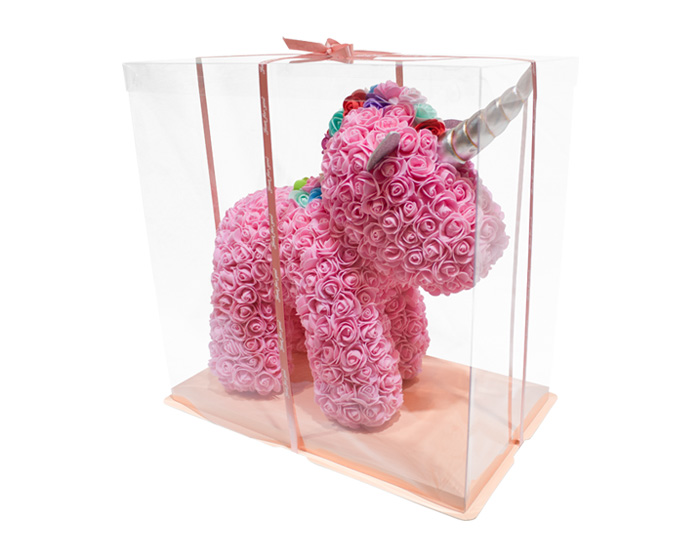 FIGURA DECORATIVA ROSE UNICORNIO ROSA (41.5×27×43cm)