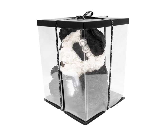 FIGURA DECORATIVA ROSE OSO PANDA CON MOÑO (39.2×30×30cm)