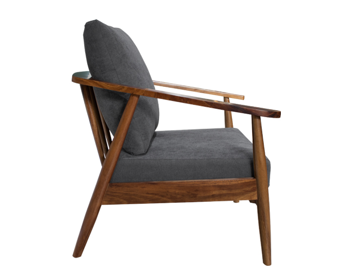 SILLÓN OCASIONAL DE PAROTA FINA CON COJINES DE TELA ELEMENT DARK GREY (86×72×76cm)