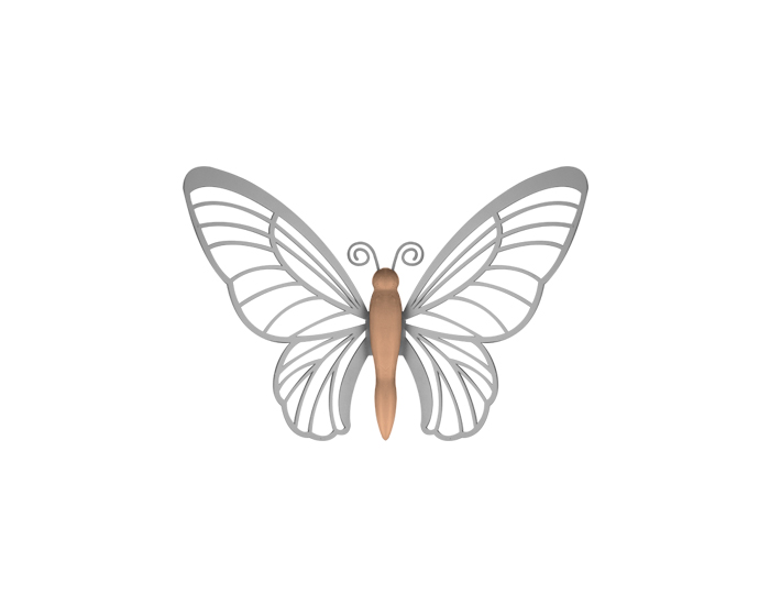 DECORACIÓN DE PARED MARIPOSA CHICA DE MADERA Y ACERO INOXIDABLE (18×27cm)