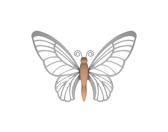 DECORACIÓN DE PARED MARIPOSA MEDIANA DE MADERA Y ACERO INOXIDABLE (20×36cm)