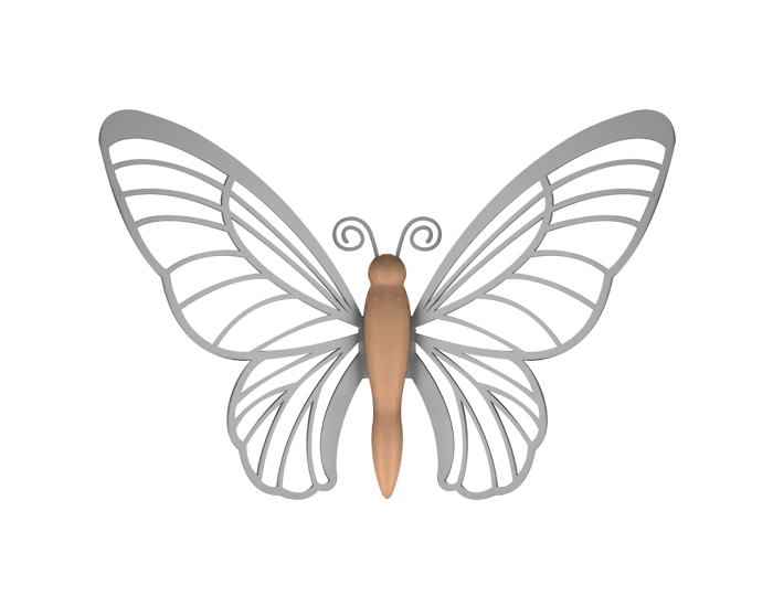 DECORACIÓN DE PARED MARIPOSA GRANDE DE MADERA Y ACERO INOXIDABLE (25.5×44cm)