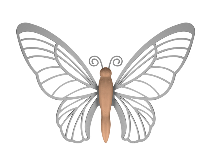 DECORACIÓN DE PARED MARIPOSA JUMBO DE MADERA Y ACERO INOXIDABLE (60×88cm)