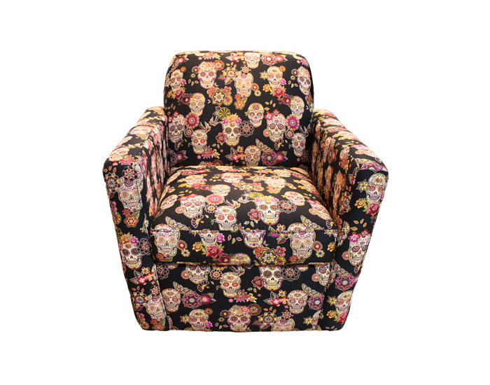 SILLÓN OCASIONAL ELLIS COLOR NEGRO TELA NOIR CON BASE GIRATORIA (80×79×80cm)