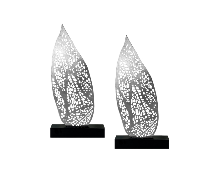 ESCULTURA DECORATIVA FLORENCIA COLOR PLATA (2 PZAS)