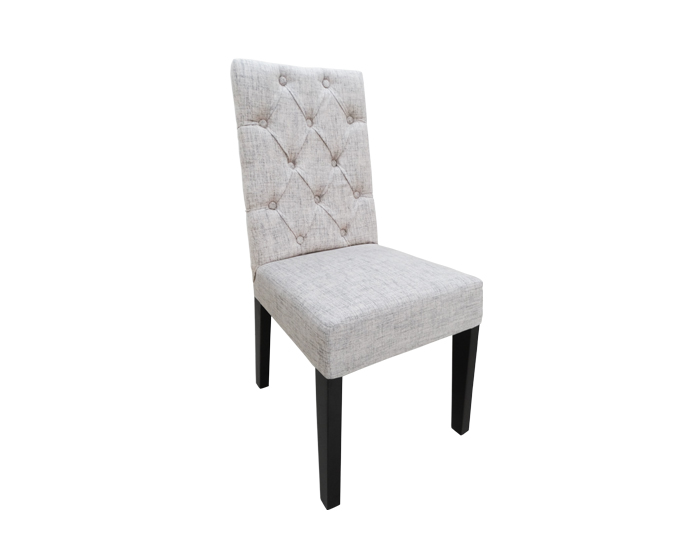 SILLA CAPITONADA COLOR GRIS ÁRTICO CON MADERA DE PINO (105×56×56cm)