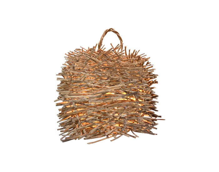 LÁMPARA PIÑA GRANDE TEJIDO CON MIMBRE NATURAL (45×45cm) - MOD. MCH.LAM.0191