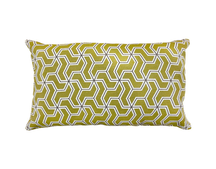 COJÍN GEOMÉTRICO DOBLE VISTA COLOR VERDE Y BLANCO (30×50CM)