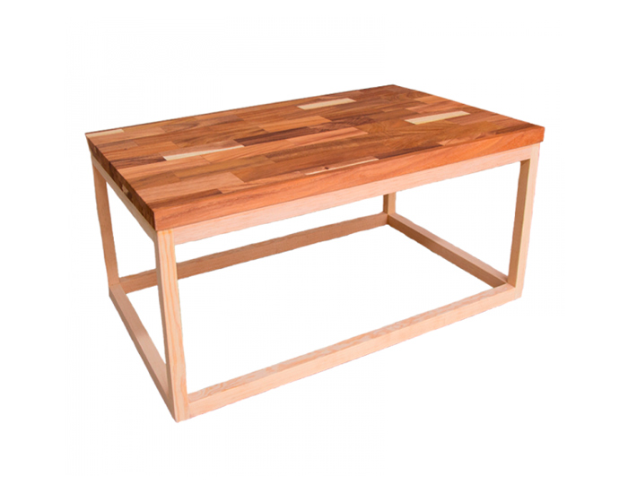 MESA DE CENTRO MIX MADERA DE PAROTA CON BASE DE PINO ESSENZA (45×110×70cm)