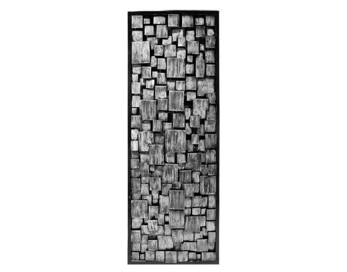 CUADRO 3D LABERINTO CUBOS DE HIERRO COLOR GRIS (50×122cm)