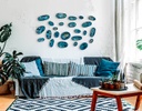 DECORACIÓN DE PARED SET LUNETAS CRISTAL SOPLADO CROMO AGUAMARINA MIXTO (35 PZAS)