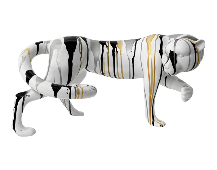 ESCULTURA DECORATIVA PANTERA MULTICOLOR (18×47×25cm)